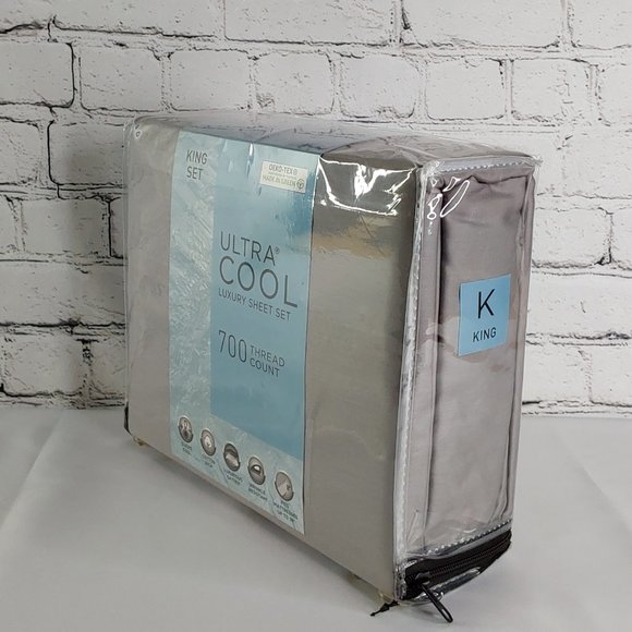 'AQ TEXTILES 'GRAYSON' LUXURY ULTRA COOL COTTON 700 THREAD COUNT KING SHEET SET - Picture 5 of 16